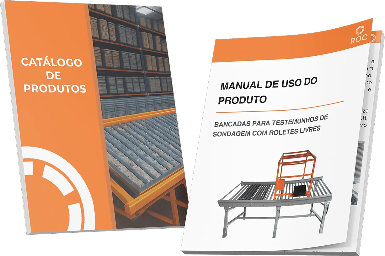 Capas do catálogo de produtos e do manual de uso da ROC GEO